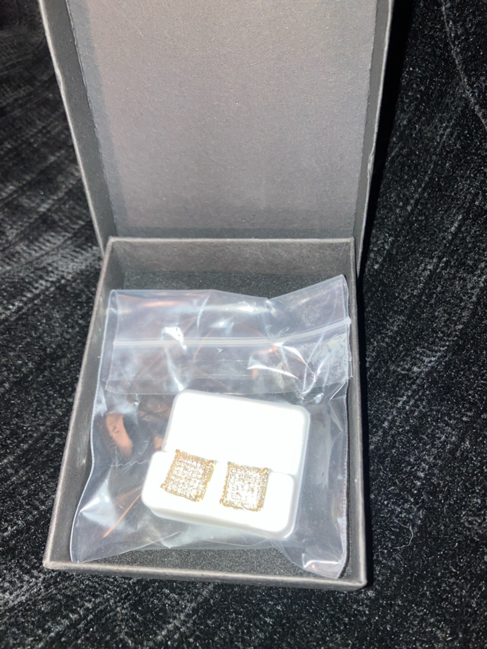 14k Gold Over Sterling Silver Square Pavé Stud Earrings in Gold Tone